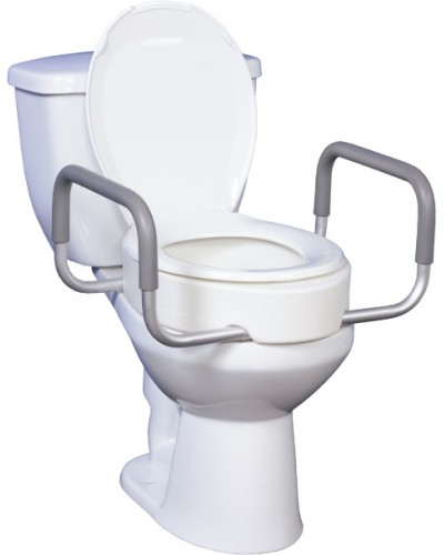 Elongated Raised Toilet Seat with Arms drive™ Premium 3-1/2 Inch Height White 300 lbs. Weight Capacity
